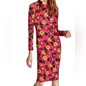Floral Long-Sleeve Sheath Dress in Pink